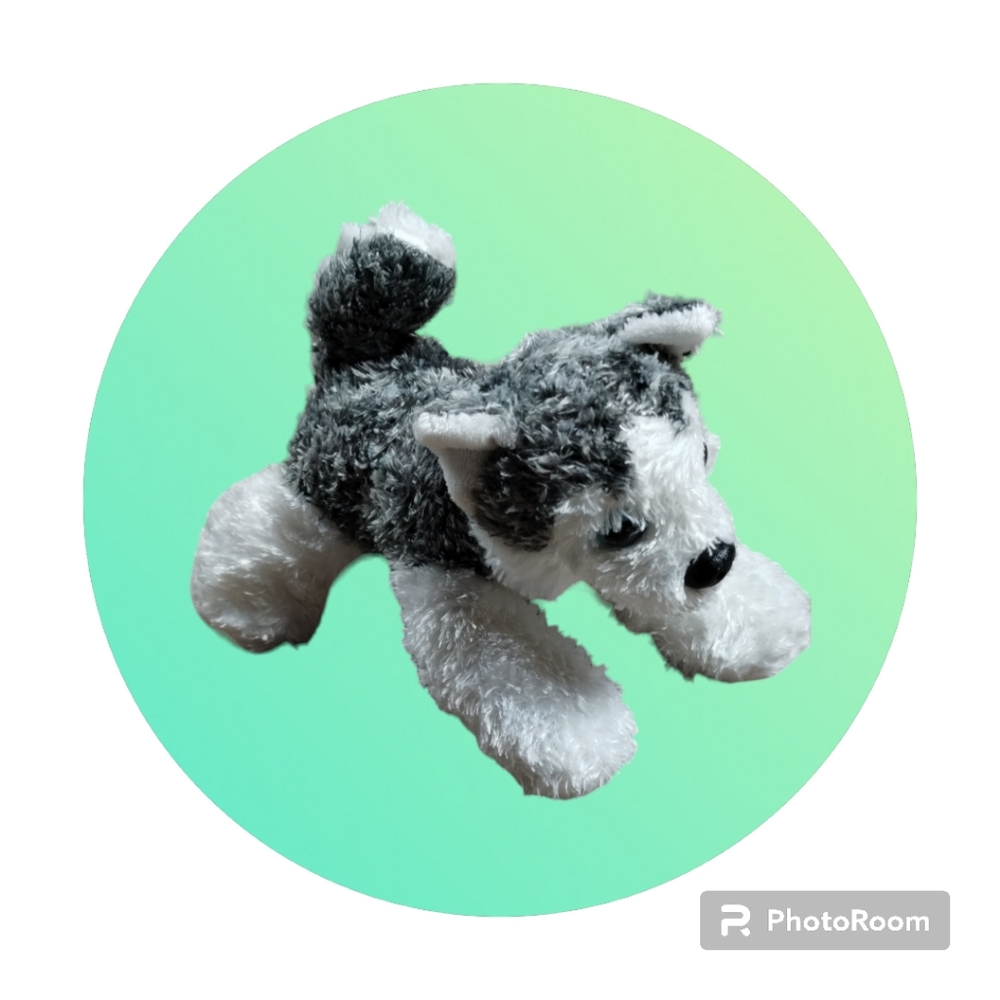 Aurora World Husky Gray & White Blue Eyes Dog Plush Stuffed Animal Toy 6"